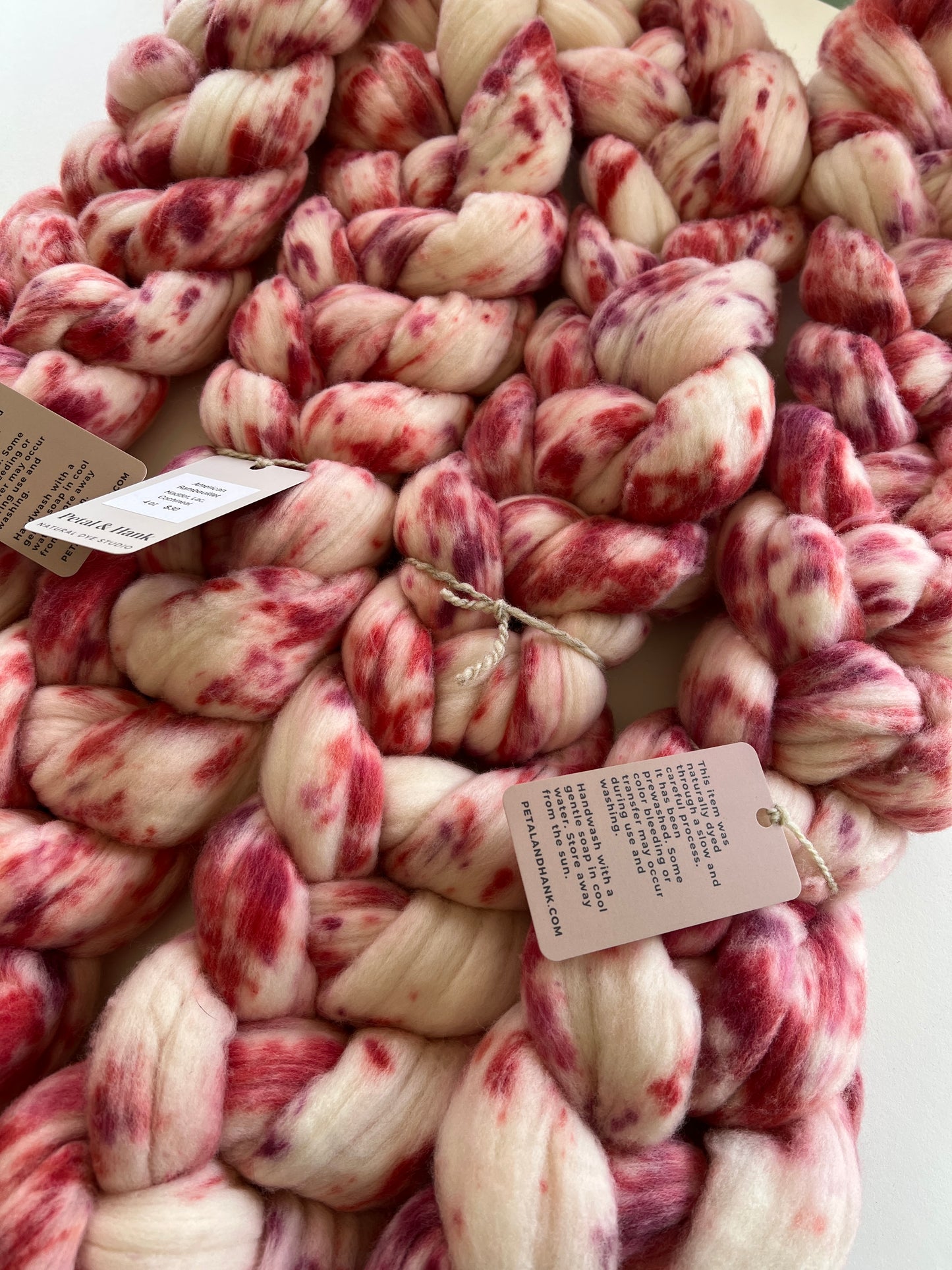 American Rambouillet Combed Top - lac, cochineal, madder