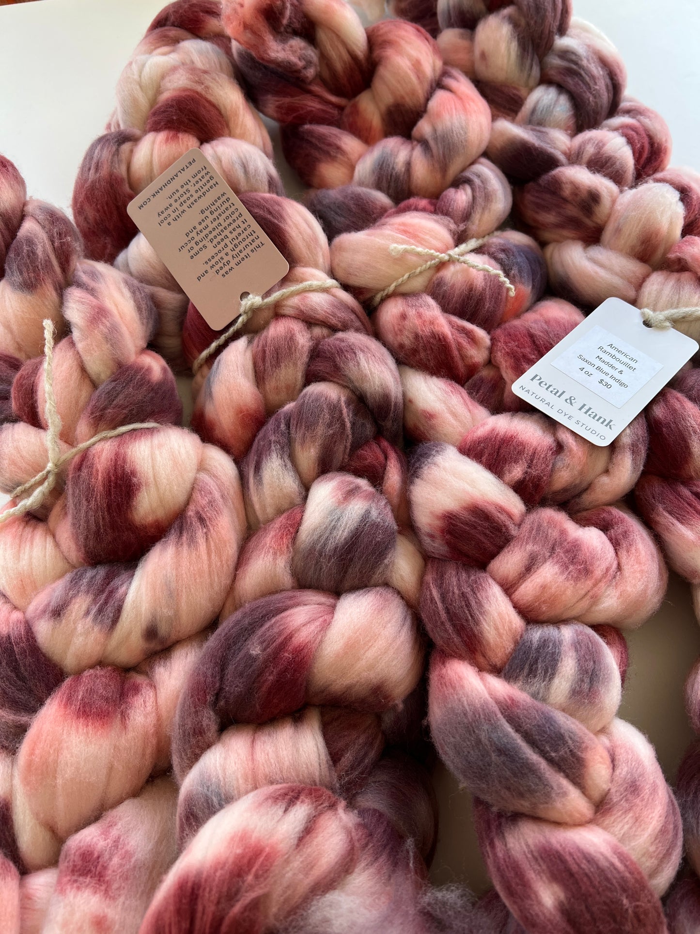 American Rambouillet Combed Top - madder, saxon blue indigo