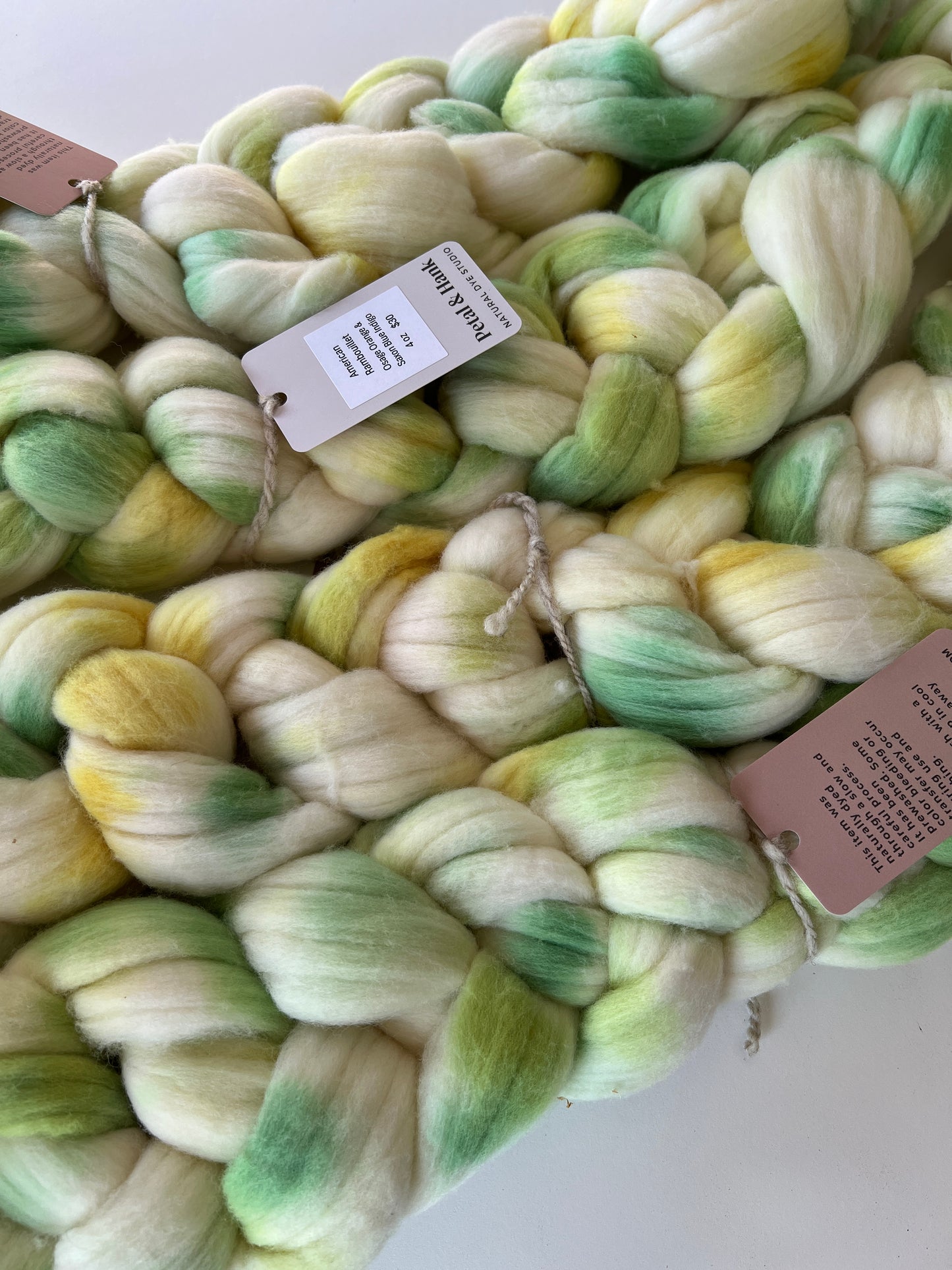 American Rambouillet Combed Top - osage orange, saxon blue indigo