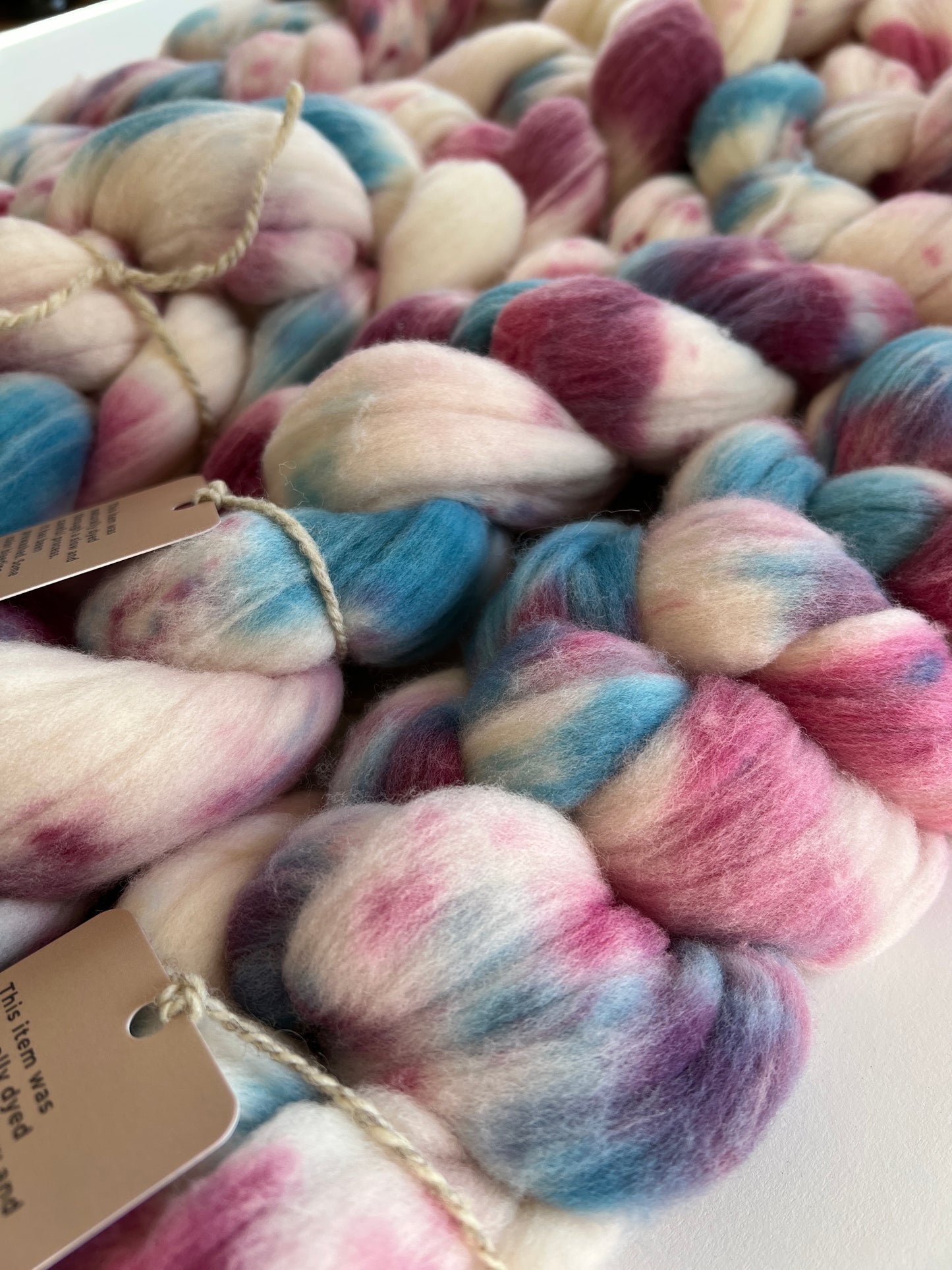 American Rambouillet Combed Top - lac, cochineal, saxon blue indigo