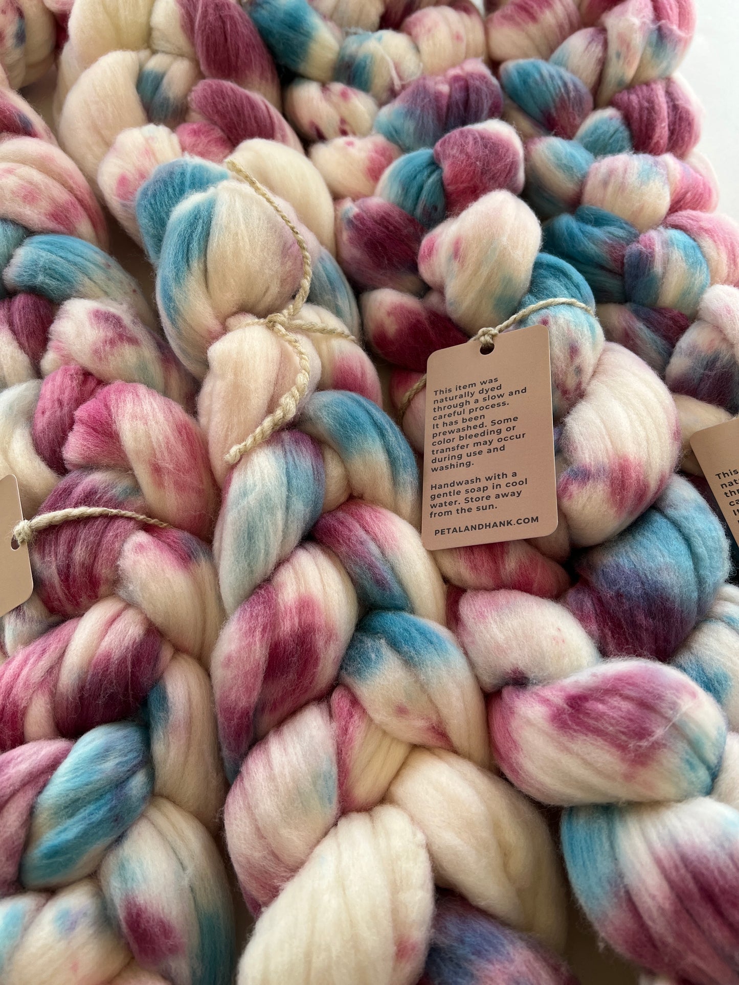 American Rambouillet Combed Top - lac, cochineal, saxon blue indigo