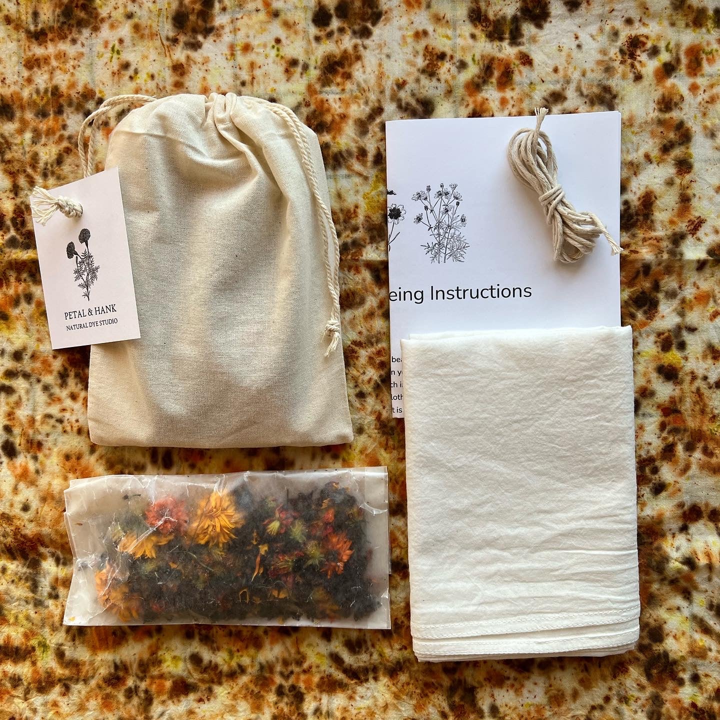 Floral Bundle Dye Kit - Organic Cotton Bandana - Earthen